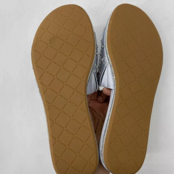 Badgley Mischka Shayna Sliver Jeweled Slide Flat Sandals Women's Sz 7 M - Picture 6 of 6